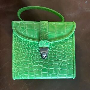 Bag Vibrant Green Mini Crocodile-Embossed Bag-holds all your jewelry! Gorgeous